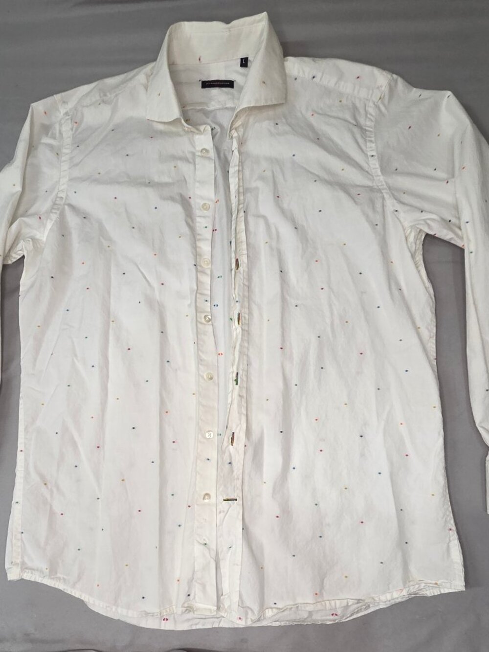 Alexander Julian Cutaway Cotton Shirt L White Color Dots